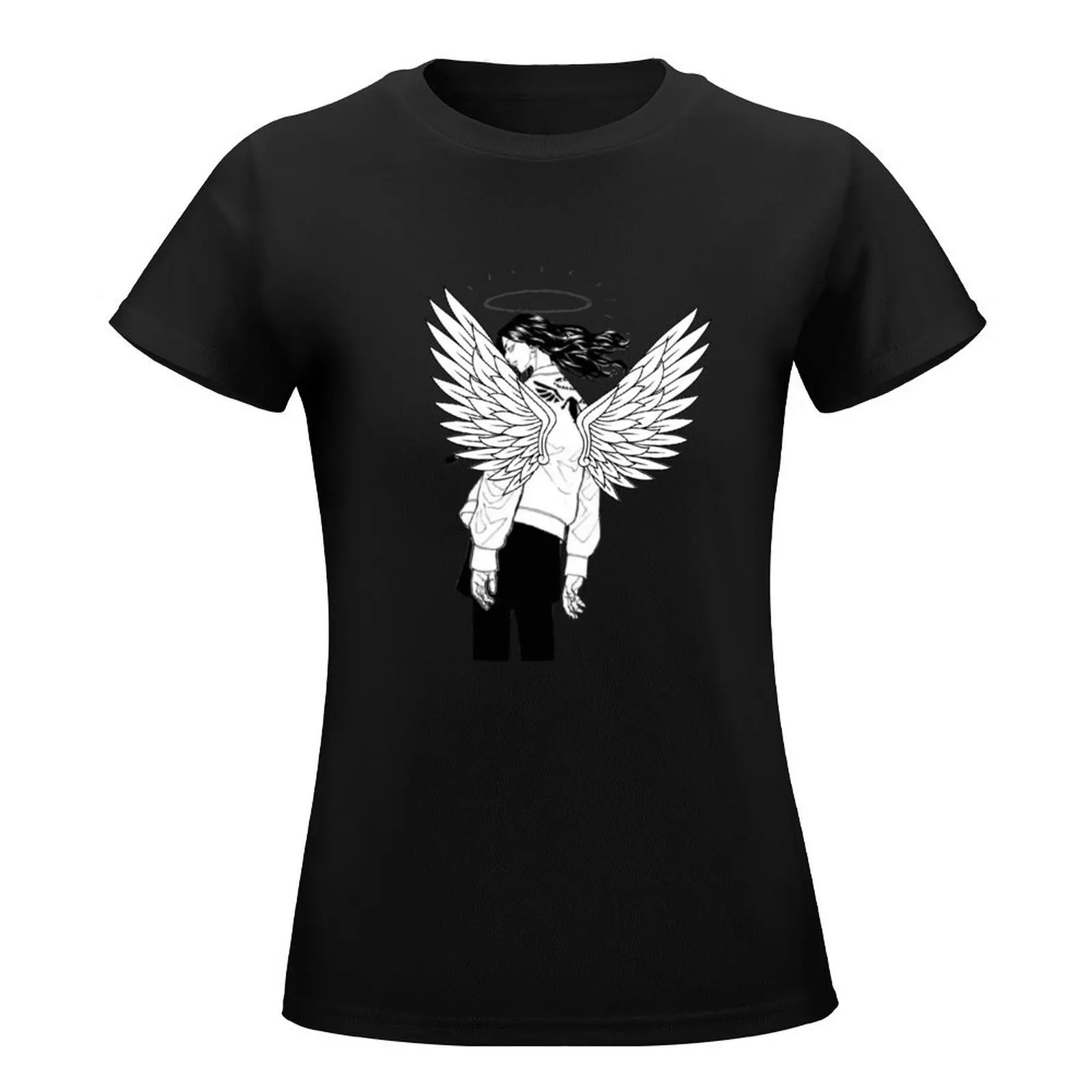 THE GUARDIAN ANGEL T-Shirt Short sleeve tee korean fashion Female clothing lady clothes oversized t shirts for Women