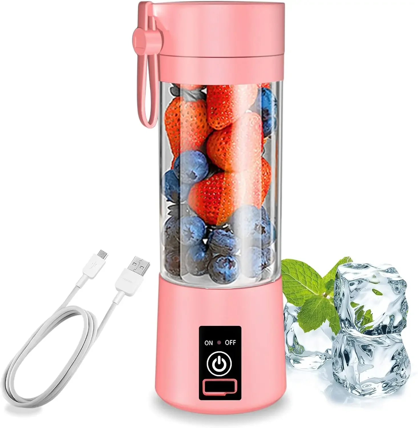 

Personal Blender for Shakes and Smoothies, USB Rechargeable Shaker, Portable Juicer with Six Cutters, 380ML Juice Bottle for Tra