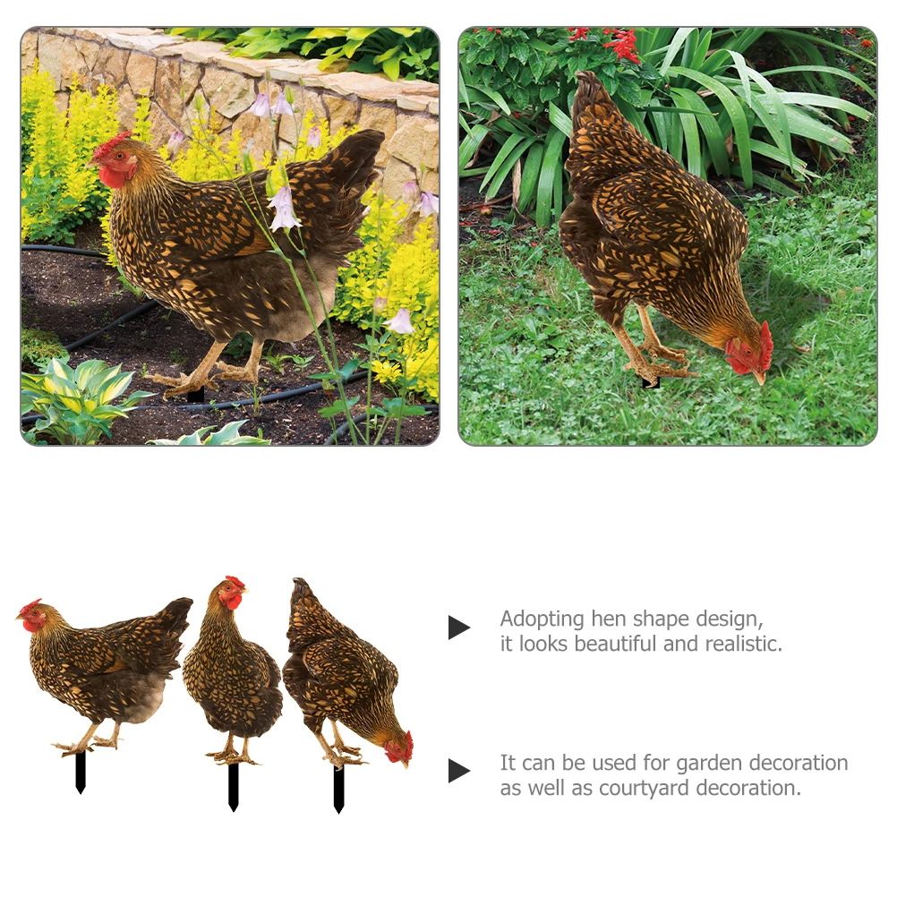 

3 Pcs Hen Garden Stakes Art Chicken Stake Realistic Acrylic Garden Ornaments Yard Decorations Outdoor Art Stakes