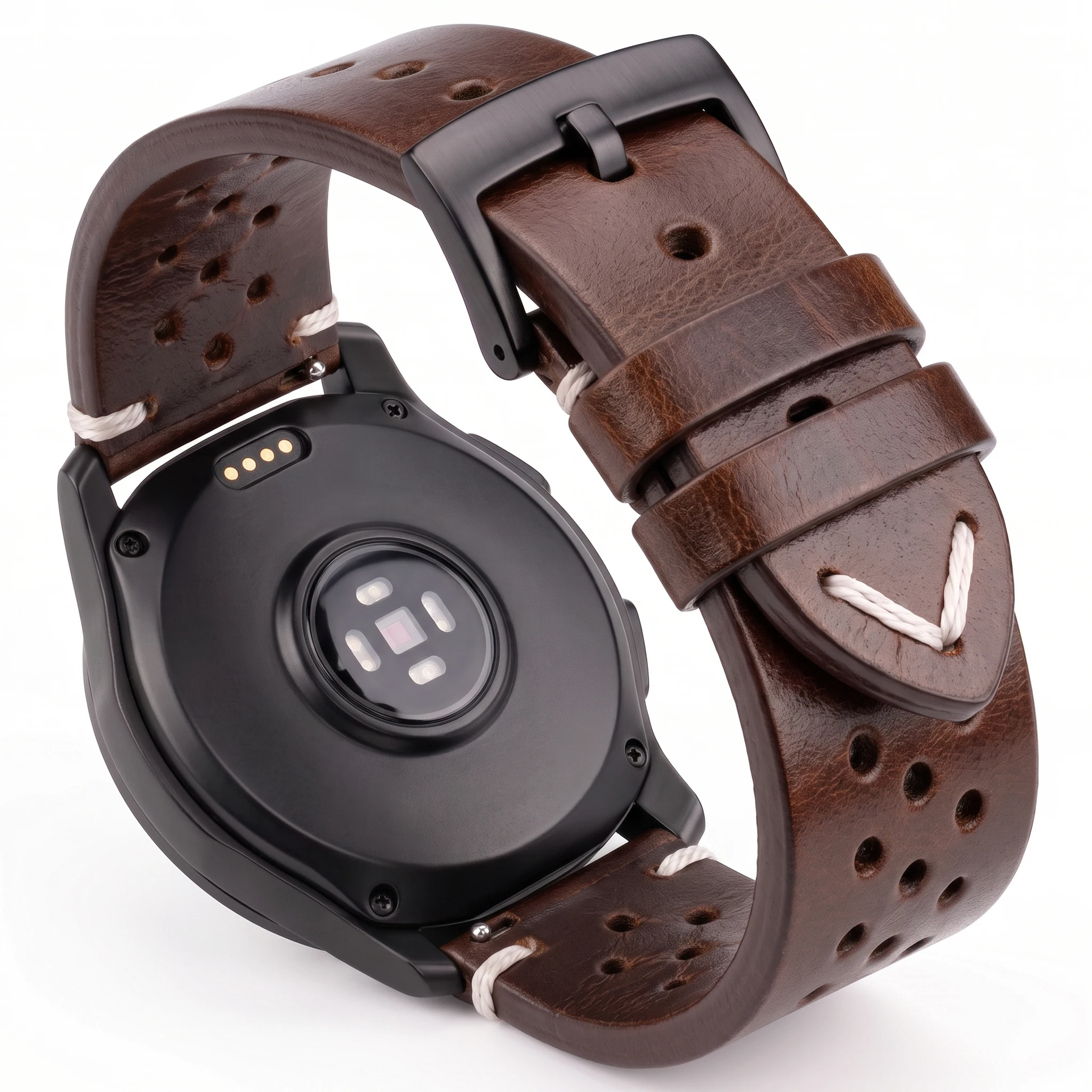 Top Grain Oil Wax Leather Watch Strap 18mm 20mm 22mm 24mm Quick Release Spring Bar Breathable Cowhide Watchband Men Women