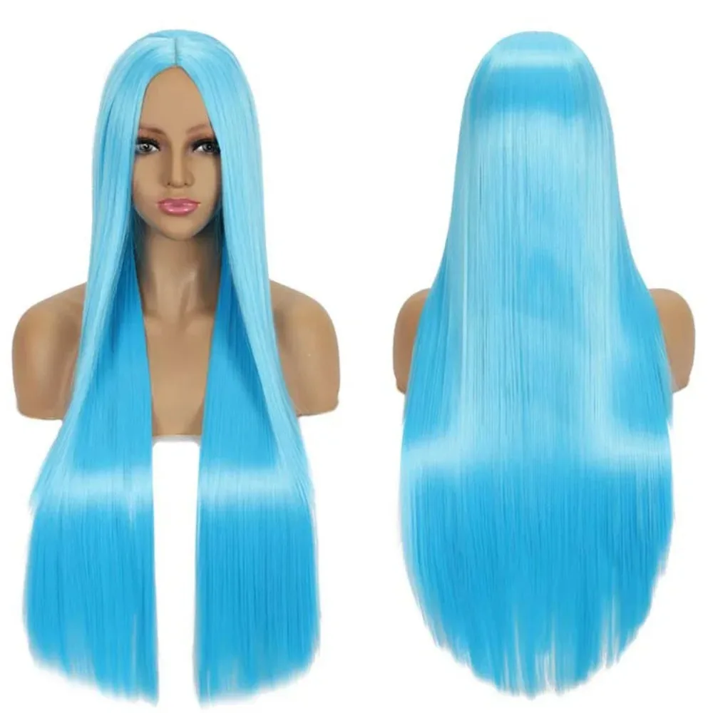 Synthetic Long Straight Wig 80cm Center Part Cosplay Costume Hair Heat Resistant Fiber Wigs Party Halloween Daily Use Anime Role image 4