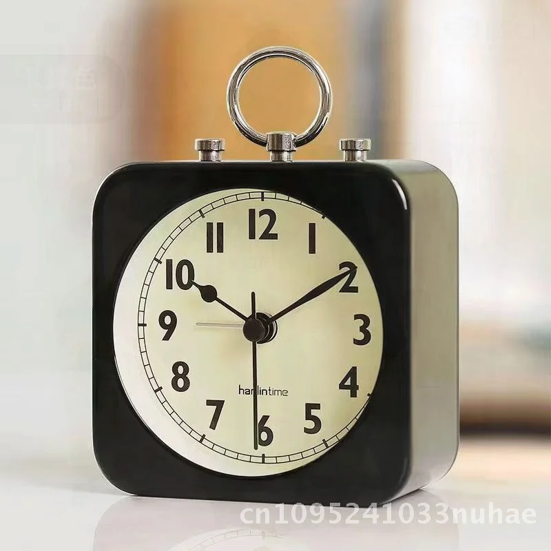 

Retro Metal Alarm Clock Simple Fashion Small Noise Student Bedside Clock LCD Display Mute Alarm Can Be Hung Or Placed