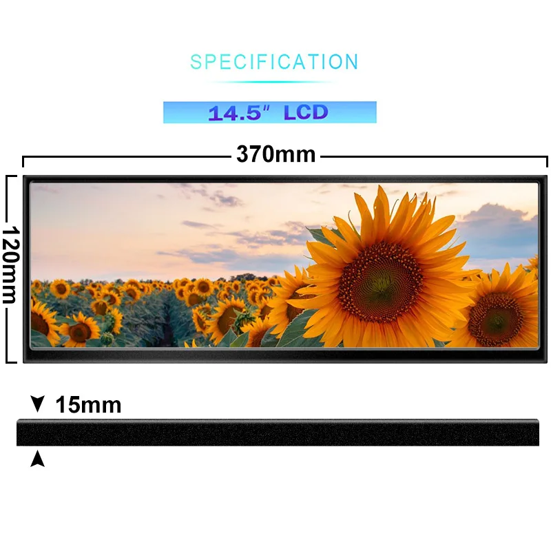 Moniteur à écran tactile 12.3 /14.5 pouces, HDMI et Type C, 1920x720/2.5K, écran IPS, barre LCD, affichage de la température du ordinateur, écran large