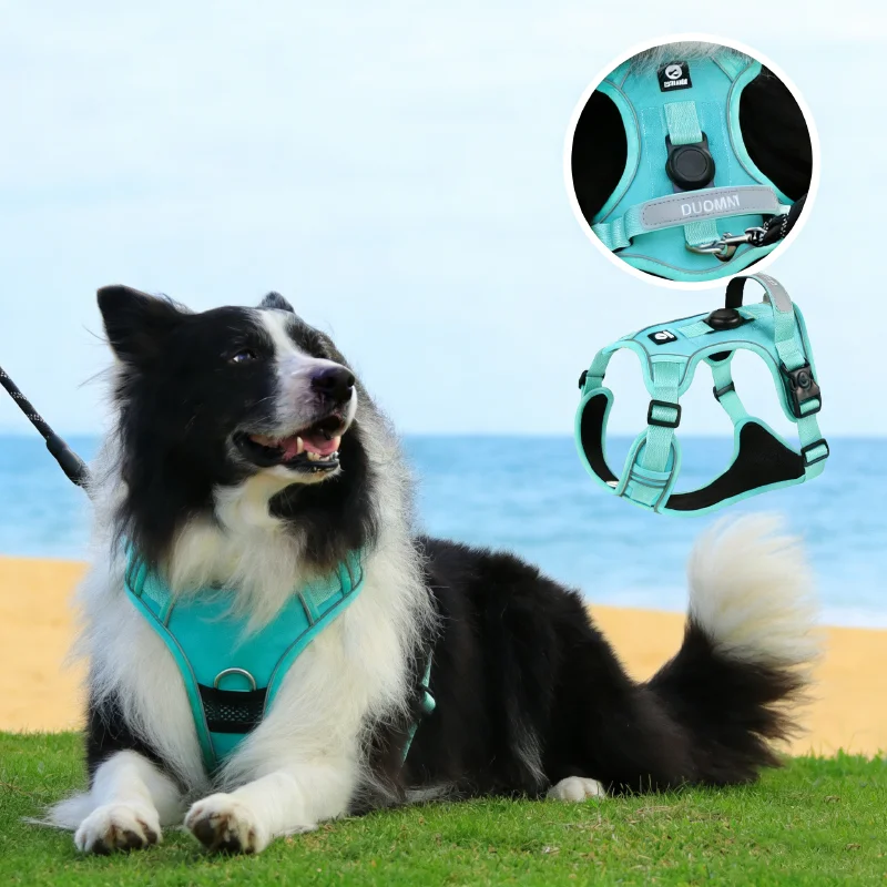 

Шлейка для собак без натяжения для крупных пород с отсеком для GPS-трекера, сверхпрочная, светоотражающая, регулируемая, для прогулок на улице