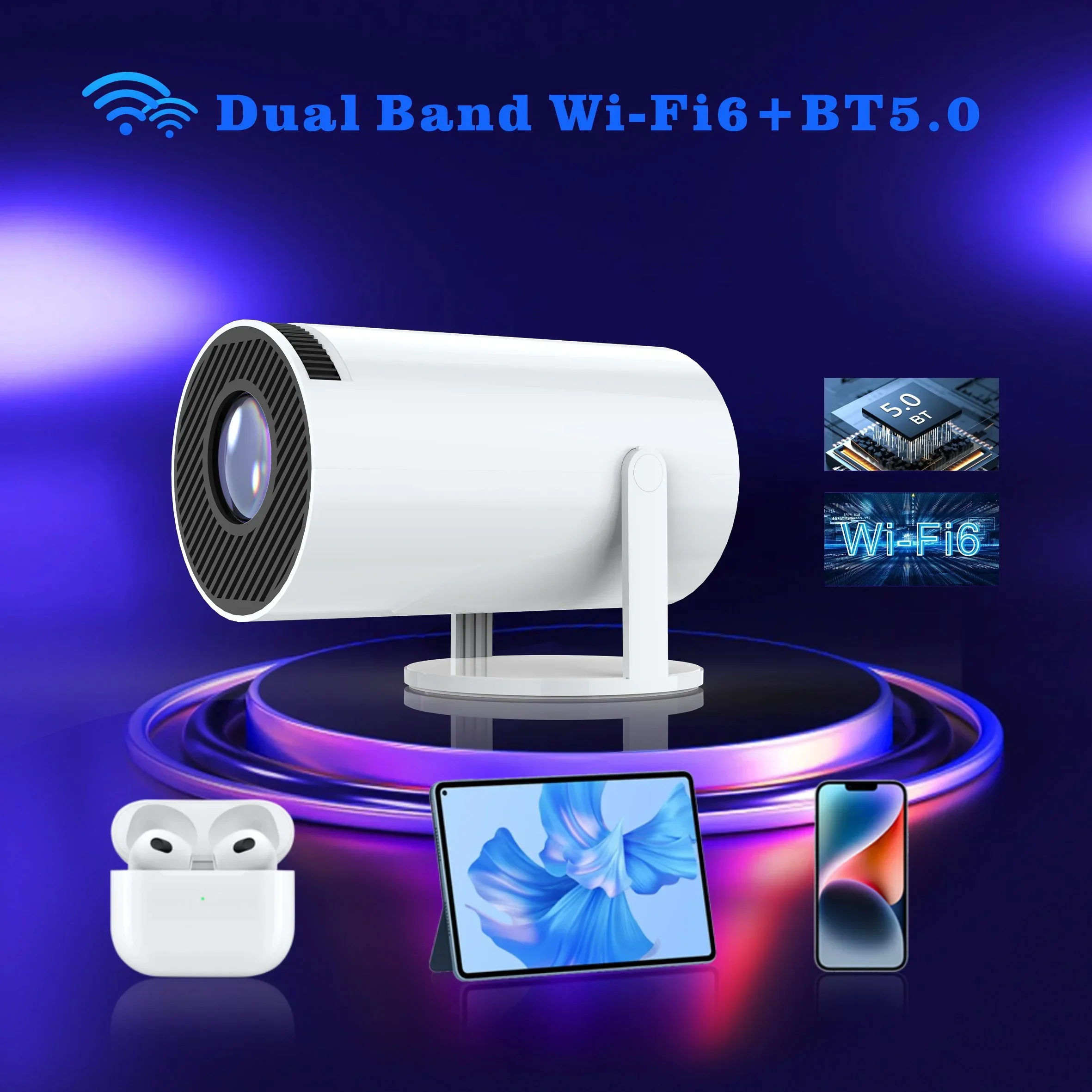 Mini WiFi Projector 2024 Upgraded HD Movie Projector Portable Projector Supports 1080P