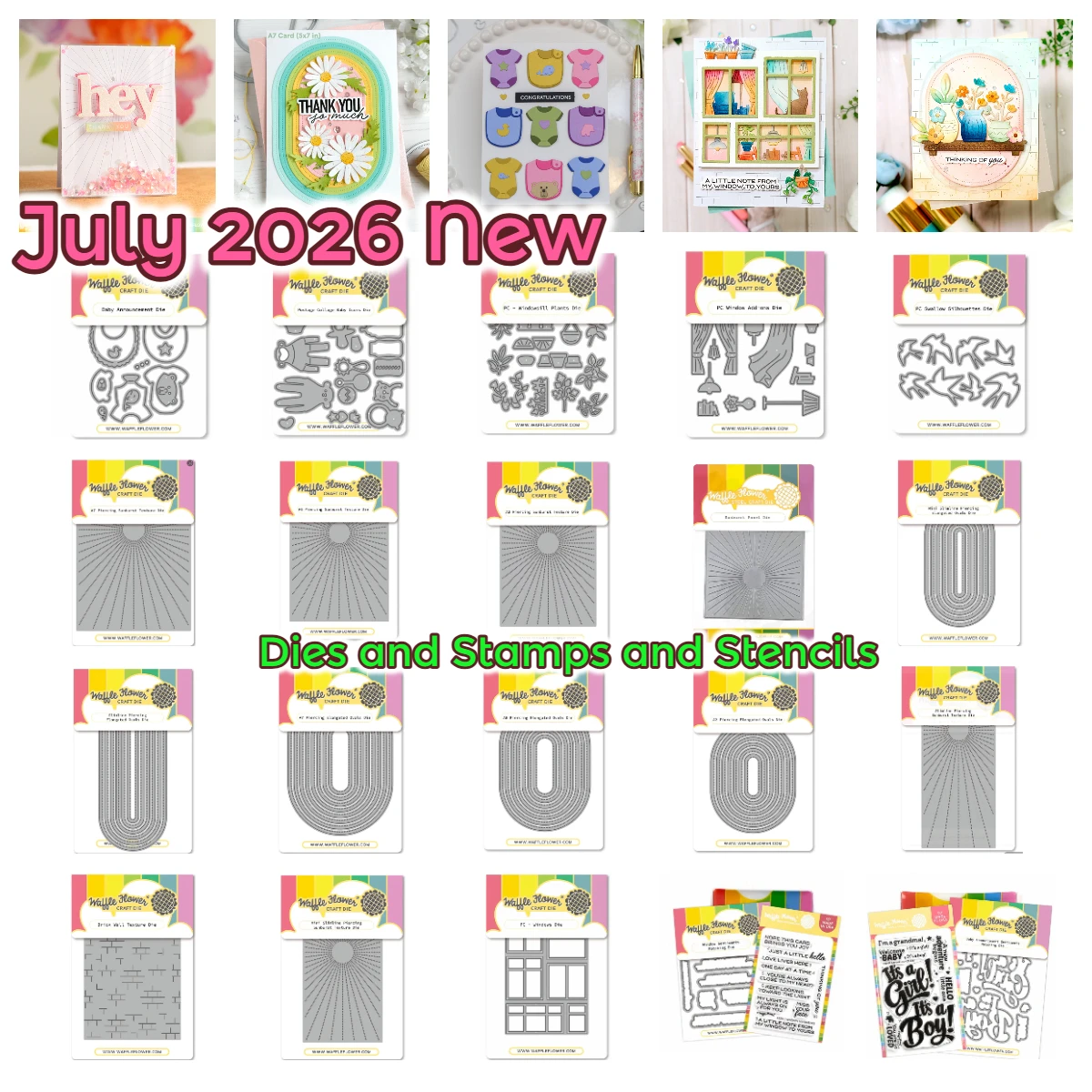 Waffle Flowers July 2026 New Mini Slimline Piercing Sunburst Metal Cutting Dies Stamp Stencil DIY Handmade Scrapbook Photo Album