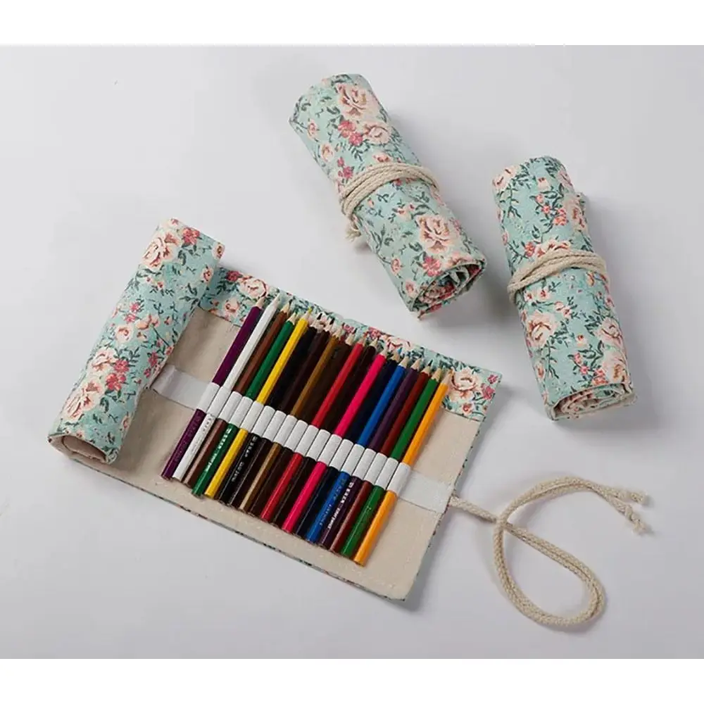 1 قطعة دائم 12/24/36/48/72 ثقوب القماش مقلمة ملونة رسم الطلاء فرشاة حقيبة قلم رصاص لفة مدرسة طالب لوازم