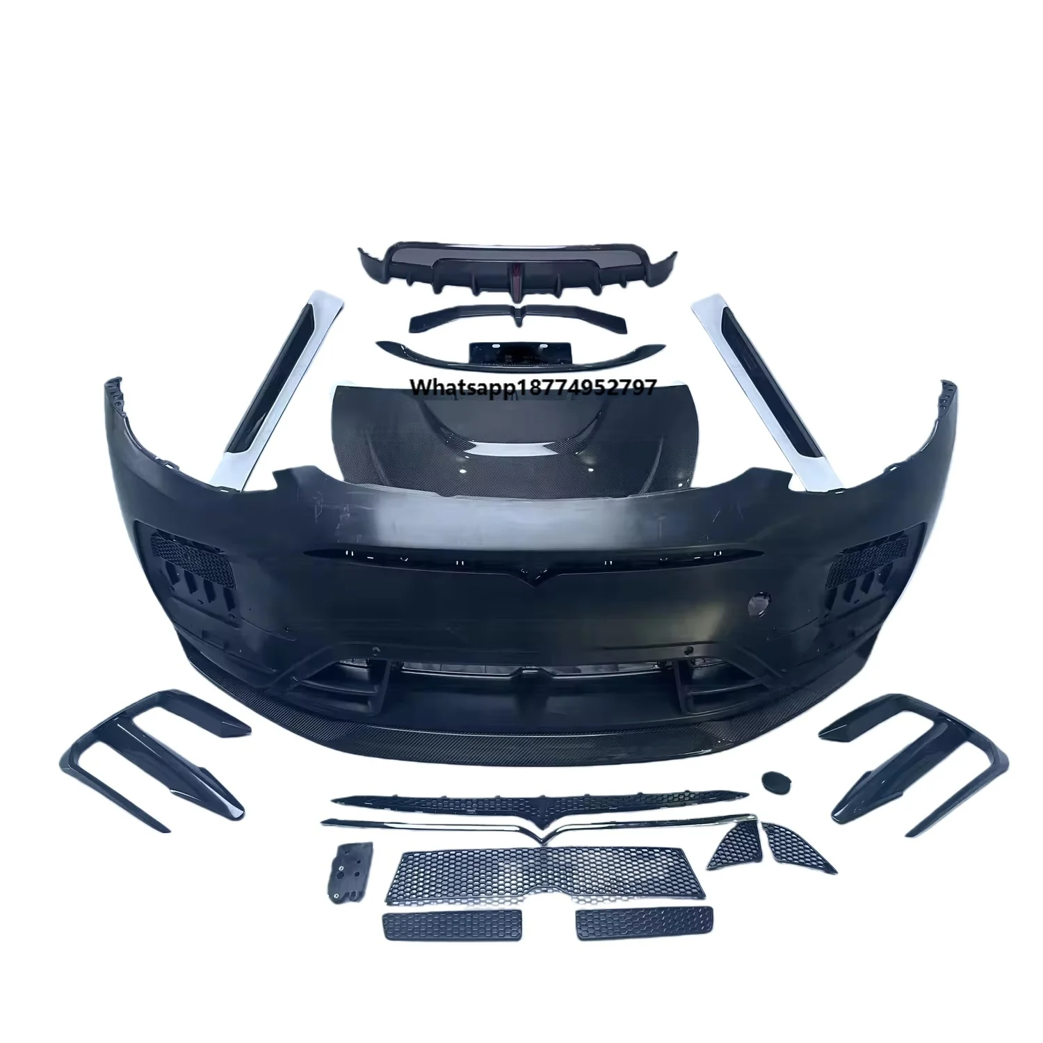 High Glossy Carbon Fiber Full Set Body Kit Hood Side Skirts Fenders Diffuser Rear Wing Front Lip Bumper For  Model Y