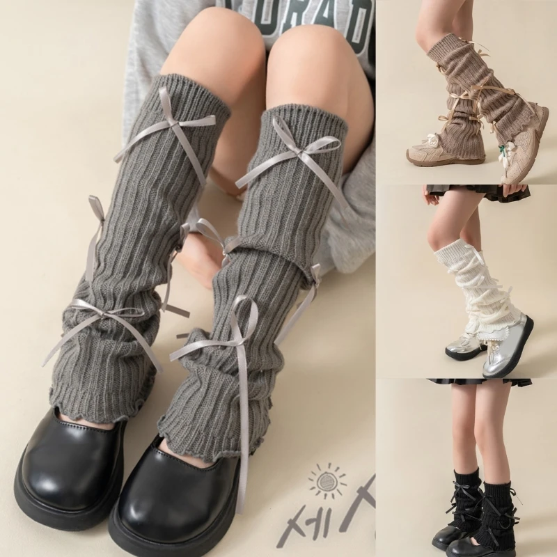 

1 Pair Sock Sleeves Fashionable Butterfly Knot Girls Stackable Socks Comfortable Leg Cover for Daily Wear and Parties N84E