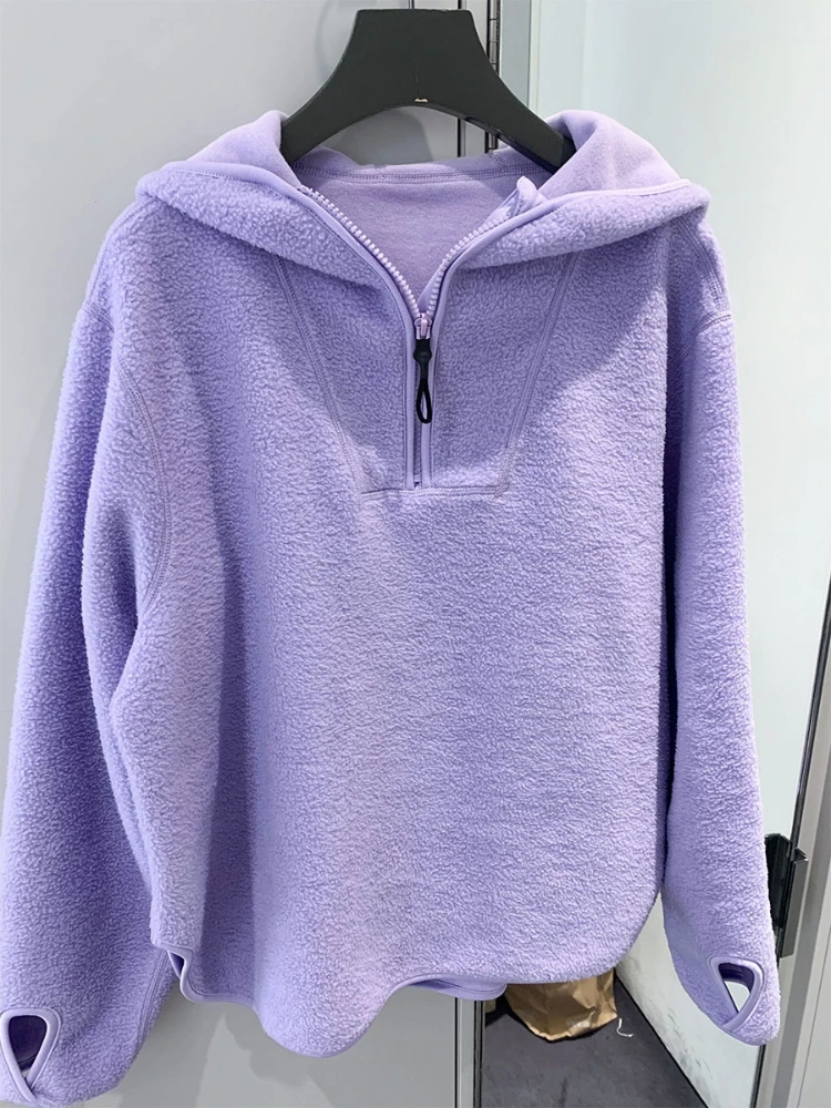 Sudaderas con capucha para mujer, abrigos holgados con cremallera, sólido, versátil, diseño de moda coreana, prendas de vestir suaves, calle alta, Harajuku, acogedor y tierno