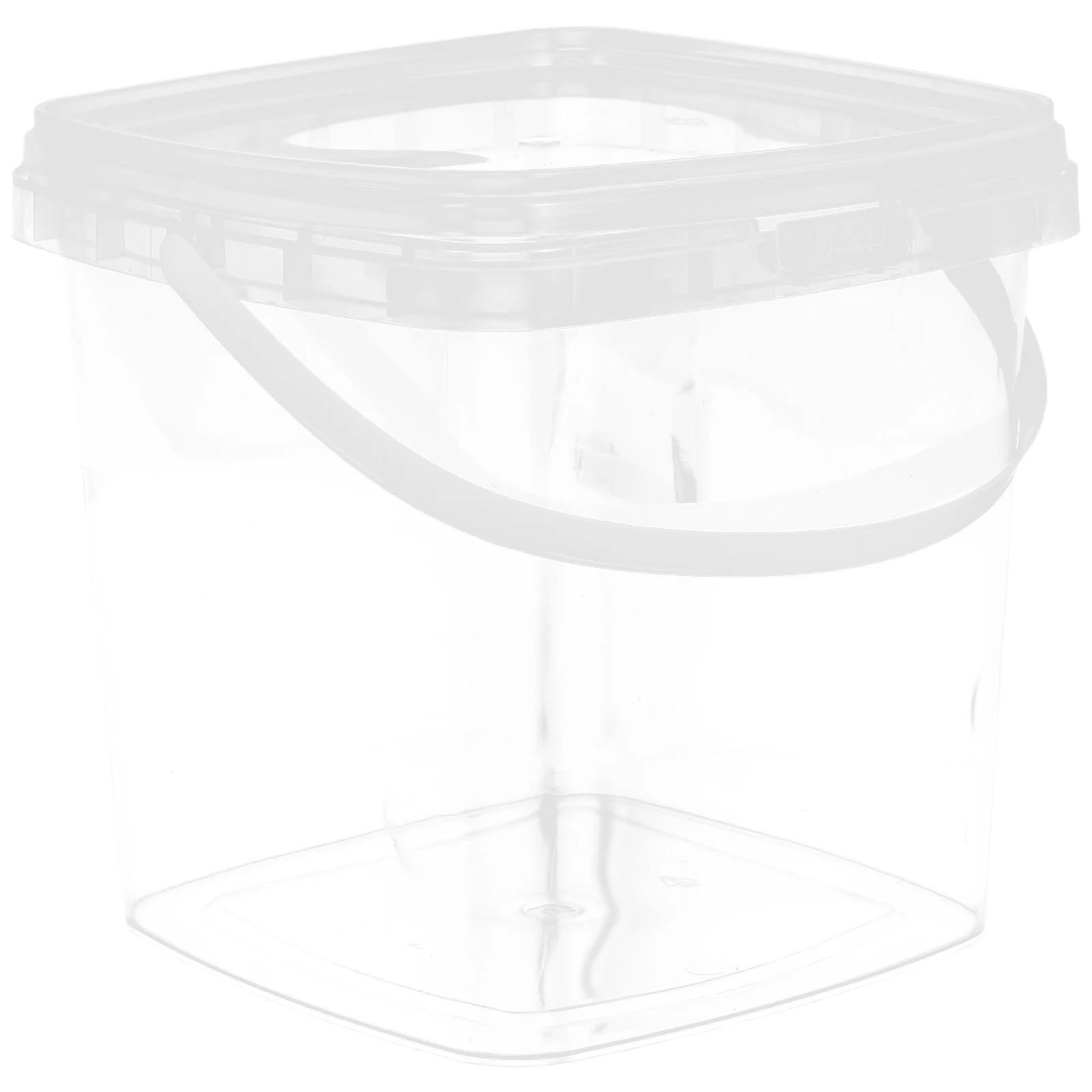 

Square Plastic Bucket 2L Clear Food Storage Container With Lid Water Paint Pail For Dog Poop Storage Leakproof