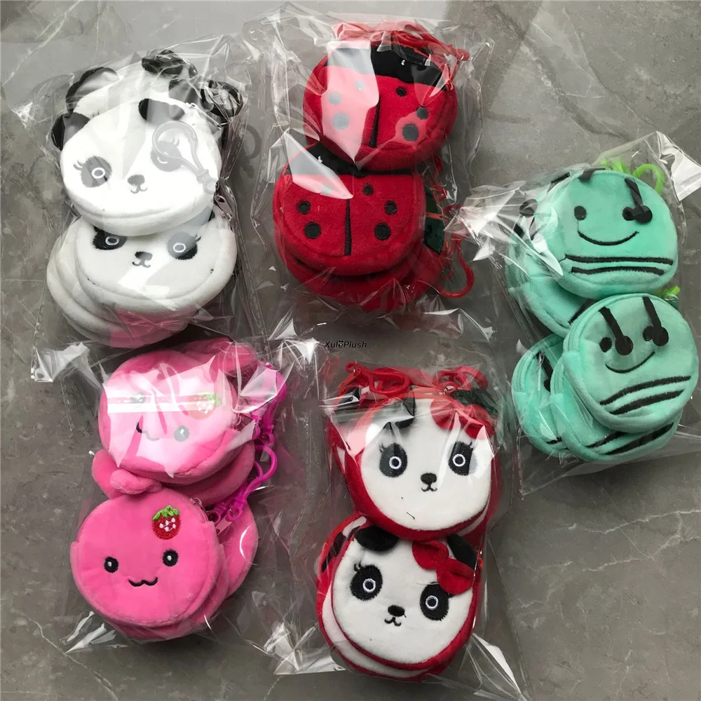 12PCS Small 8CM Cute Mix Designs Plush Purse , Kid Girl's Plush Coin Bag Key Chain Gift Toy