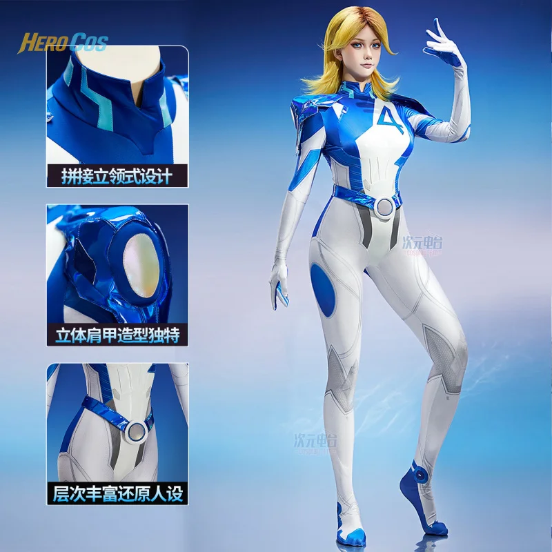 

Rivals Invisible Woman Cosplay Costume Leather Jumpsuit Sexy Uniform Halloween Party Role Play Outfit Women HERO Cos