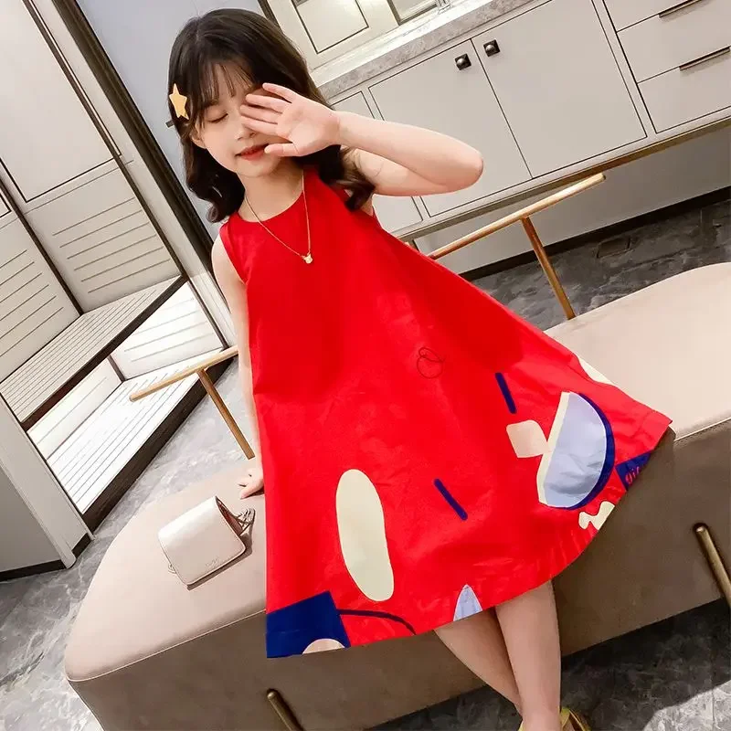 

2024 New Summer Dress for Girls Kids Princess Tulle Skirt for Girls Dresses Sleeveless Teenager Childre Clothes 4 8 10 12 Years