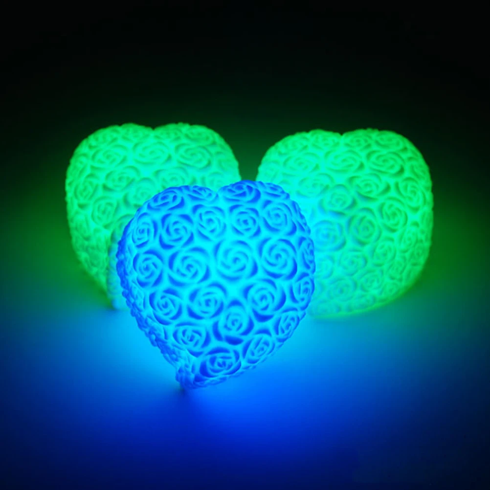 

4 pcs Heart Shaped Night Light Colorful Luminous Toy Ball Decorative Table Lamp Bedroom Office Nursery Foyer Entryway Small