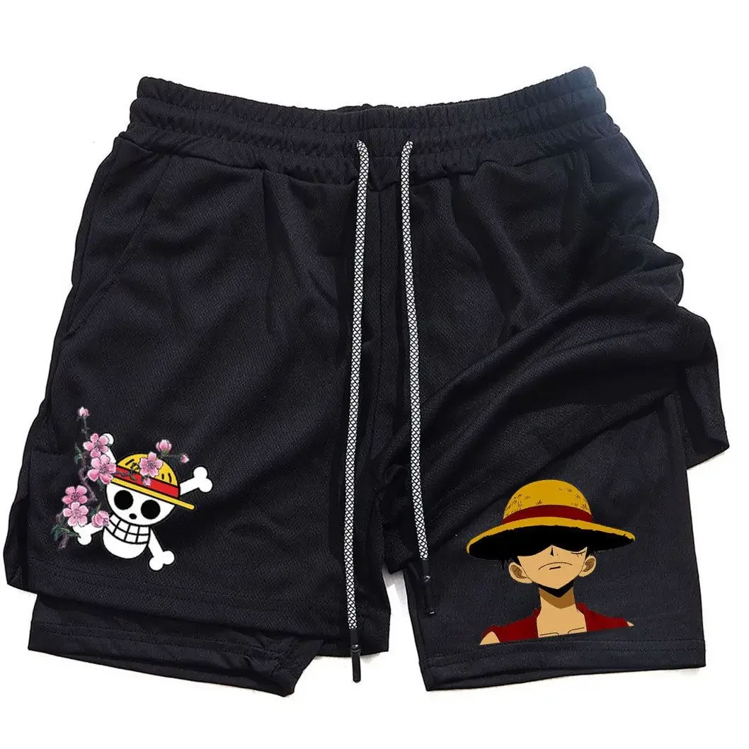 Summer boys anime ONE PIECE series printed cospaly shorts men's casual sports double beach pants