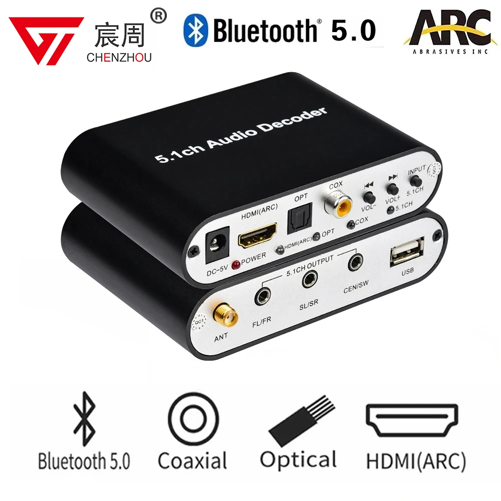 

DTS 5.1 Audio Decoder Bluetooth 5.0 Receiver DAC AC3 FLAC APE 4K HD to HDMI-compatible Extraction Converter SPDIF ARC Optical