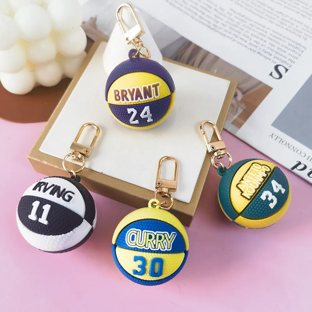 3D брелок в форме баскетбола, баскетбольная звезда, униформа, брелок для ключей с номером, чехол для наушников, украшения для рюкзака, сувенир для фанатов