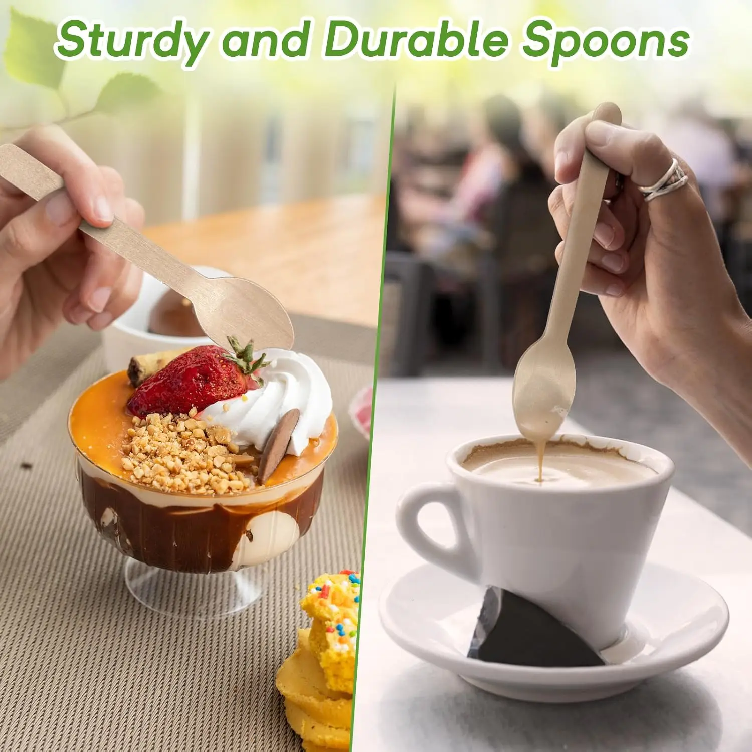 25/50/100 Pcs Wooden Disposable Spoons, Biodegradable and Compostable Disposable Dining Spoons, Suitable for Use in Family Gatherings, Party Banquets, and Outdoor Gatherings