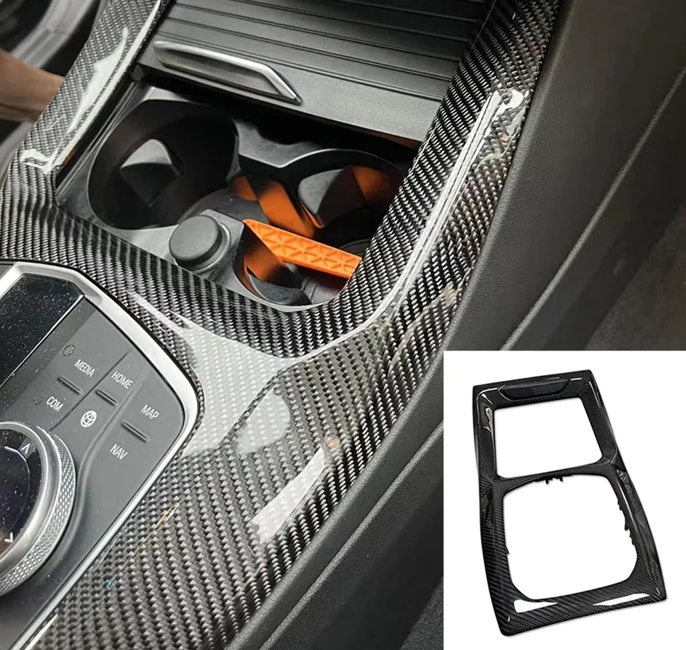 For BMW X3 G01 X4 G02 X3M F97 X4M F98 2021 2022 2023 Center Console Gear Shift Knob Panel Dry Carbon Fiber Cover Trim Refit Part