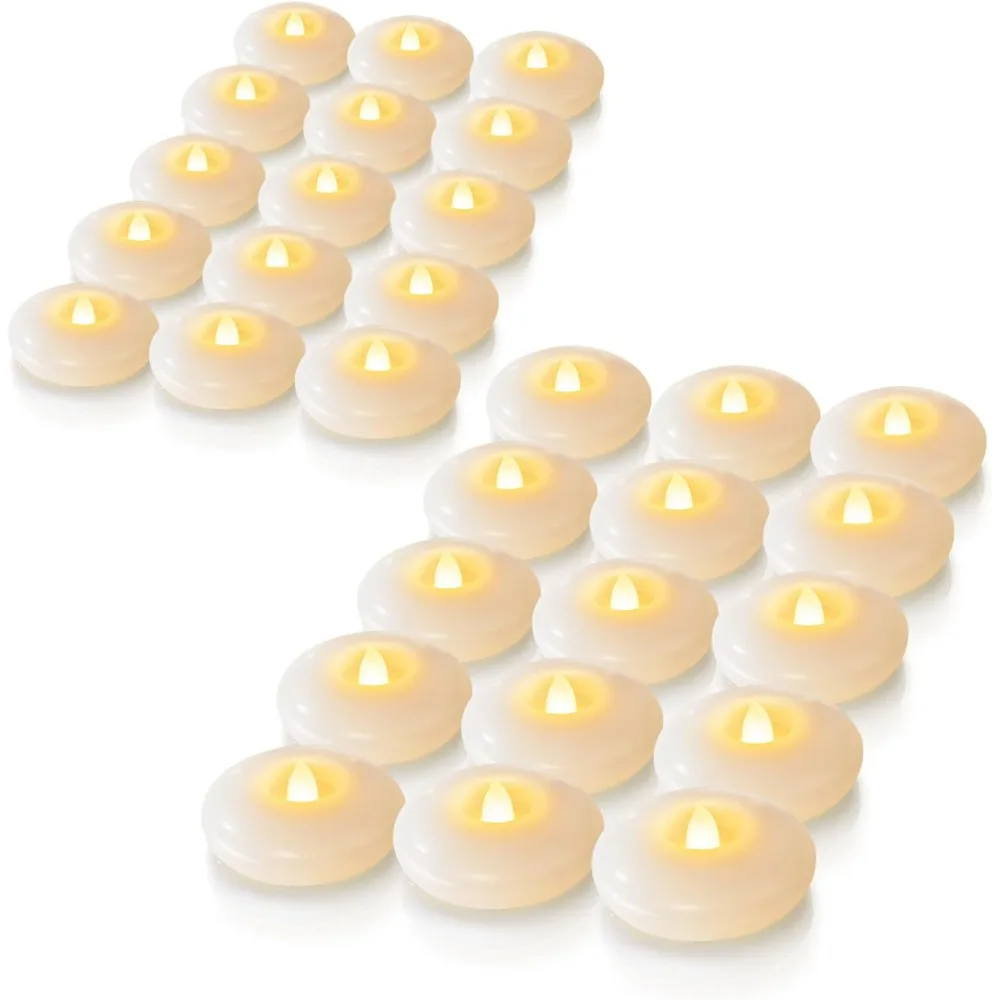 

Flameless LED Floating Candles, Battery Operated Flickering Waterproof Tealights for Cylinder Vases, Centerpieces at Wedding