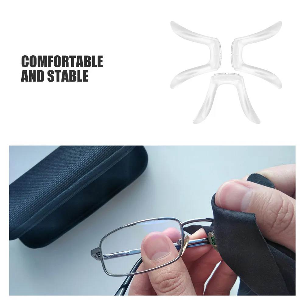 4Pcs Adjustable Silicone Eyeglass Nose Pads U-Shaped Anti-Slip Nose Bridge Cushions Comfort Fit Replacement for Sunglasses