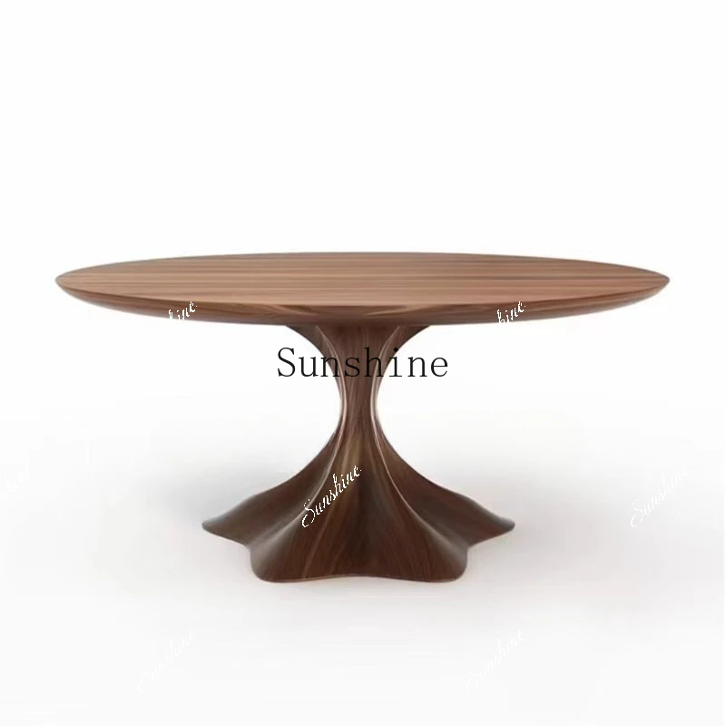 

Simple luxury solid wood round table size apartment retro fashion art high-end round dining table FT