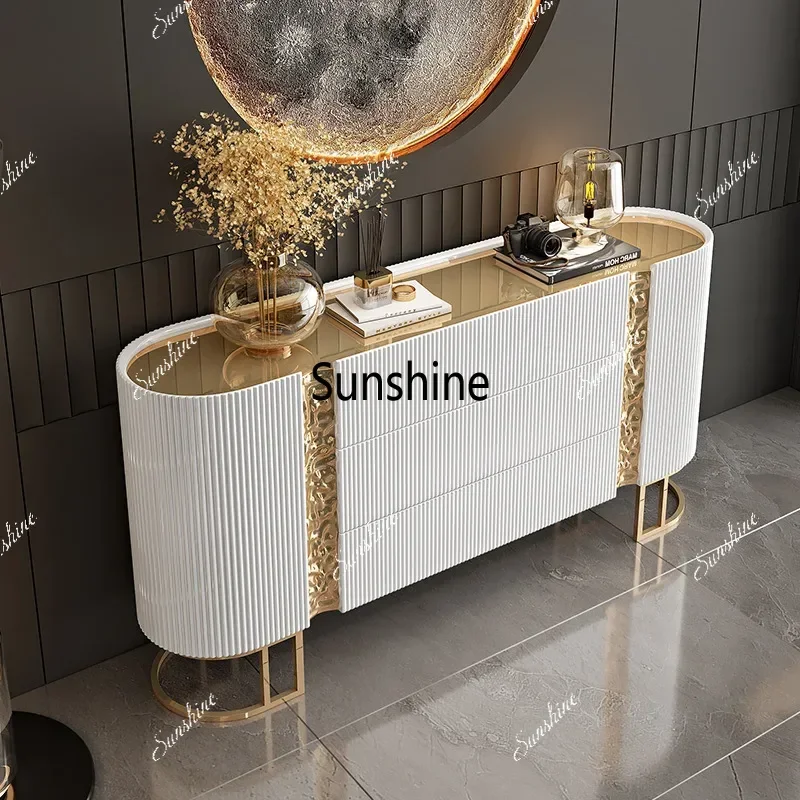 light luxury high-end dining side cabinet solid wood multi-layer board entrance entrance cabinet living room partition locker