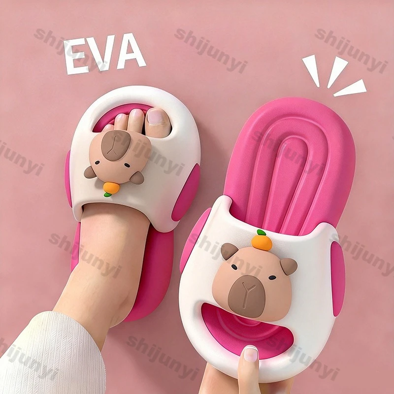Capybara EVA Children's Slippers for Boys Girls' Summer Breathable Soft Soled Beach Shoes Women Non Slip Cartoon House Slippers