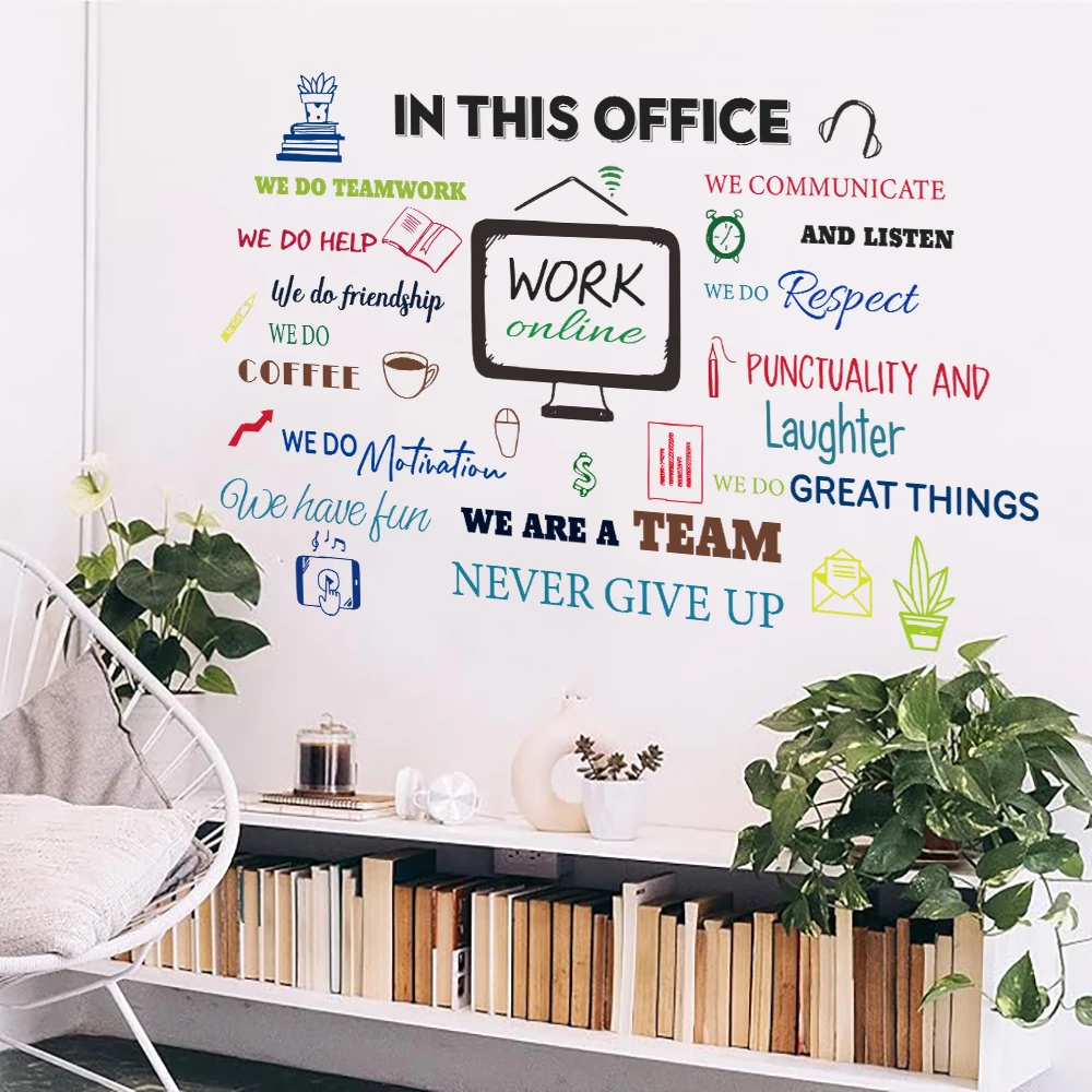 In This Office Inspirational Quote Wall Stickers Office Positive Sayings Motivational Team Wall Decals Wall Decor