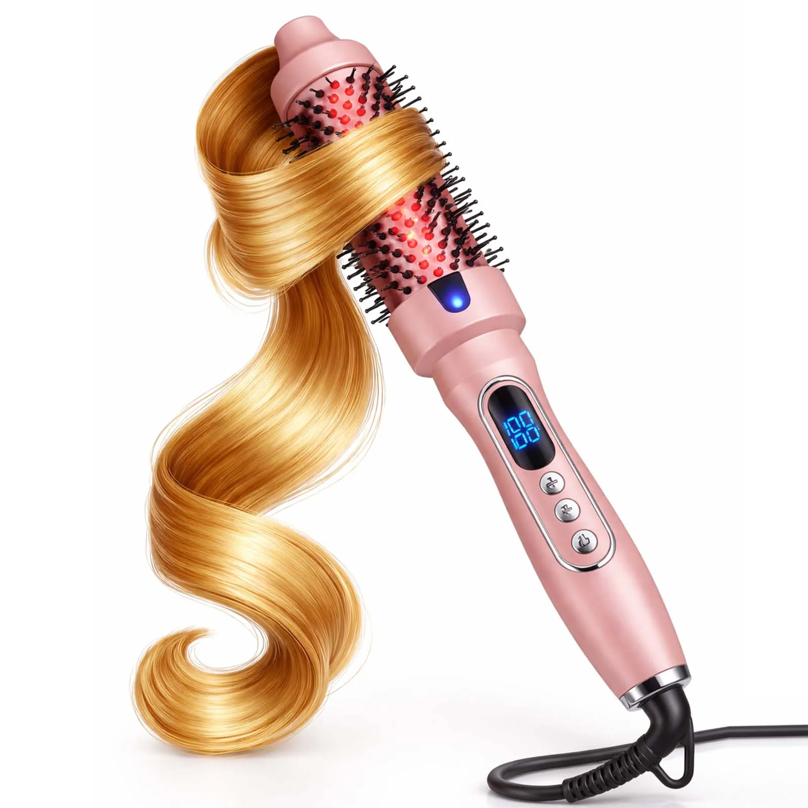 

Профессиональная плойка для домашнего использования с 500 миллионами отрицательных ионов, PTC-нагревателем, электрическая, розовая, круглая щетка