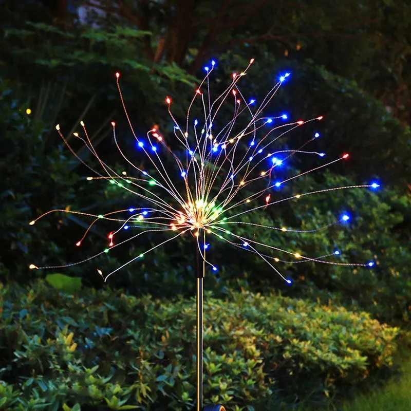 防水ソーラー花火ランプ,屋外照明,8つの照明モード,リモコン装飾,200led,ip65