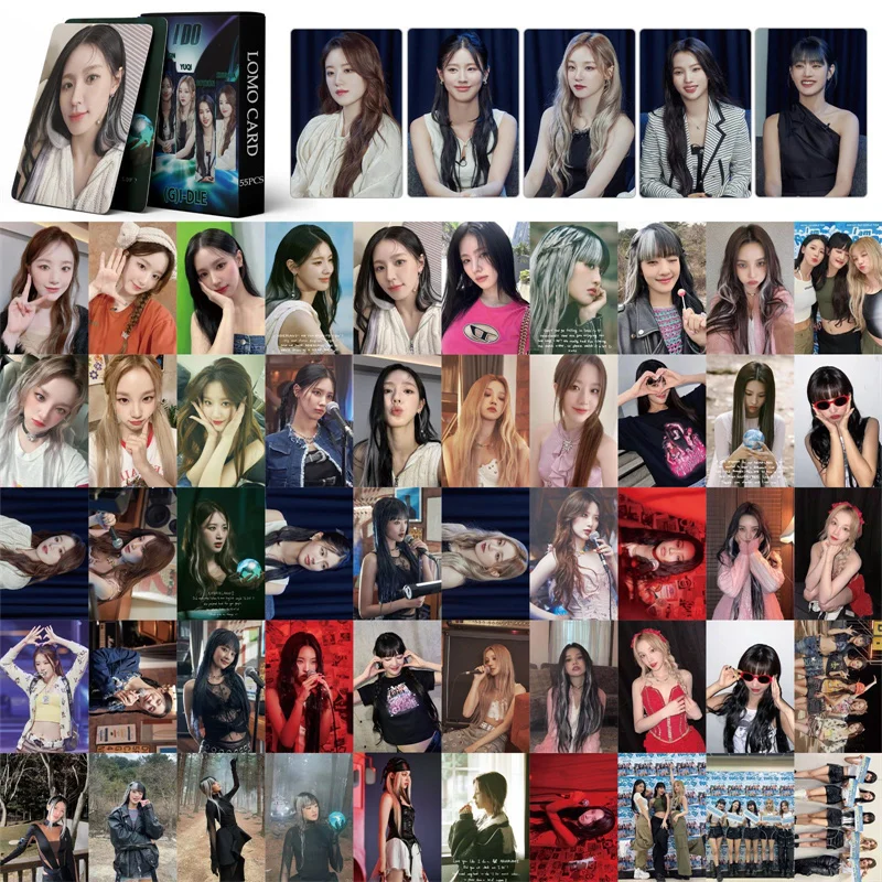 Cartes photo Kpop GIDLE Druo pour cadeau GérCollection, cartes photo, album I DO, impression double face HD, haute qualité, 55 pièces par ensemble