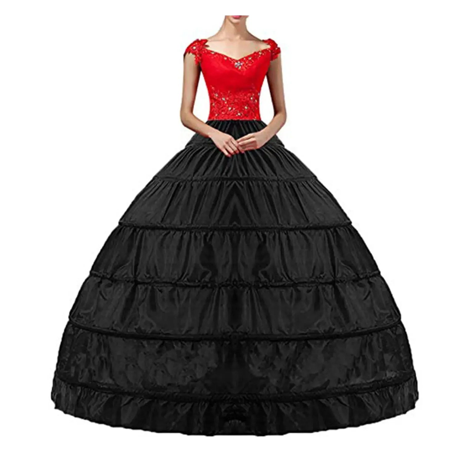 Krinoline Petticoat Unterrock 6 Reifen Ballkleid Rock boden lang für Hochzeits kleid