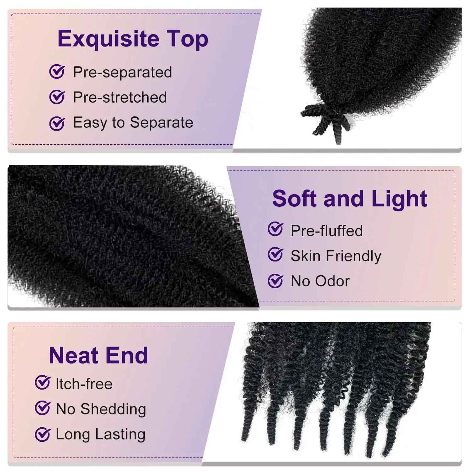 Cabelo afro torcido elástico, 1/8 pacotes, marley, trança, pré-separado, primavera, cabelo sintético