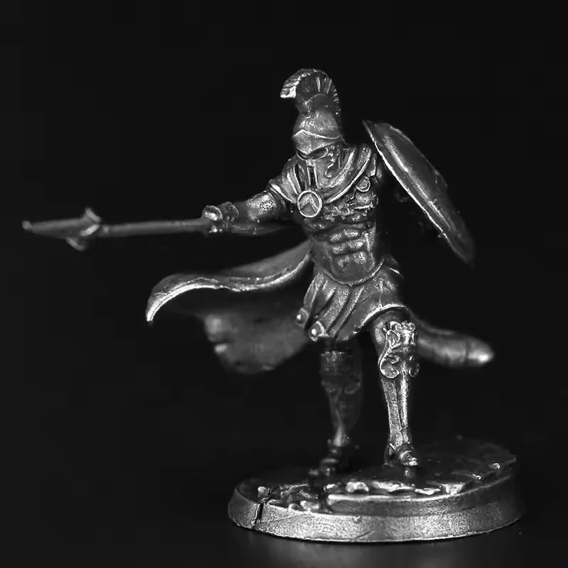 Vintage Metal Spartan Warrior Miniature Figure Greek Soldier Model Toy Tabletop Game Chess Piece Car Interior Decor Collectible