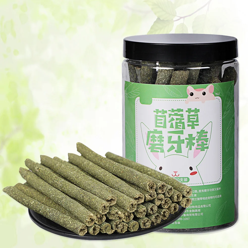 

20pcs Natural Stick Chew For Rabbits Molar Rod Pet Snacks High Fiber Organic Grass Treats Small Animal