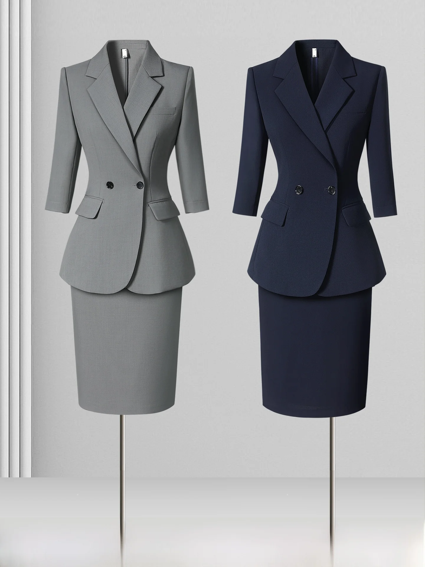 

Professional Thin Seven-Quarter Sleeve Suit Set for Women Summer Formal Wear Hotel Manager Jewelry Store Work Uniform