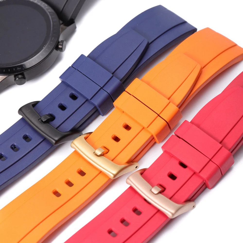 EACHE FKM 20mm Fluorine Rubber Watch 22mm Straps Silicone Watchband Fluorubber For Man Wrist Band Watch Accessories