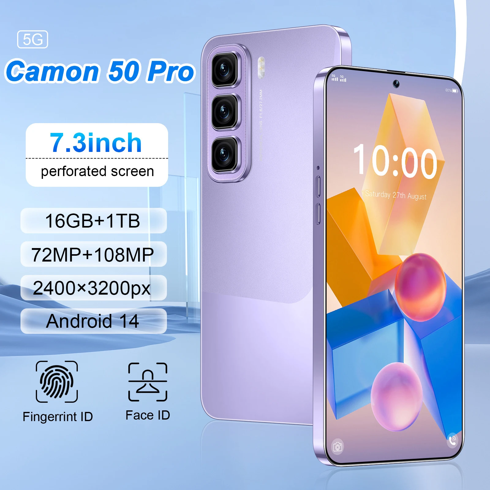 

New 2026 High Quality Camon 50 Pro Original Intelligent 4G 5G Dual Card Dual Standby System Global Version 7800mAh Battery