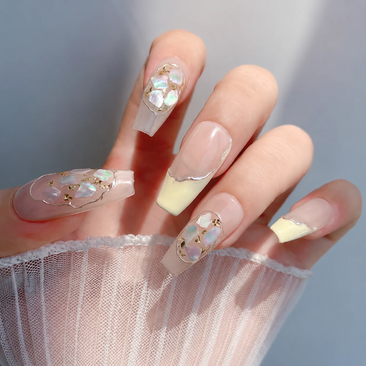 1set Multicolor Iridescent Abalone Shell Slices Nail Art Flakes Natural Shell Fragments Manicure Decorations