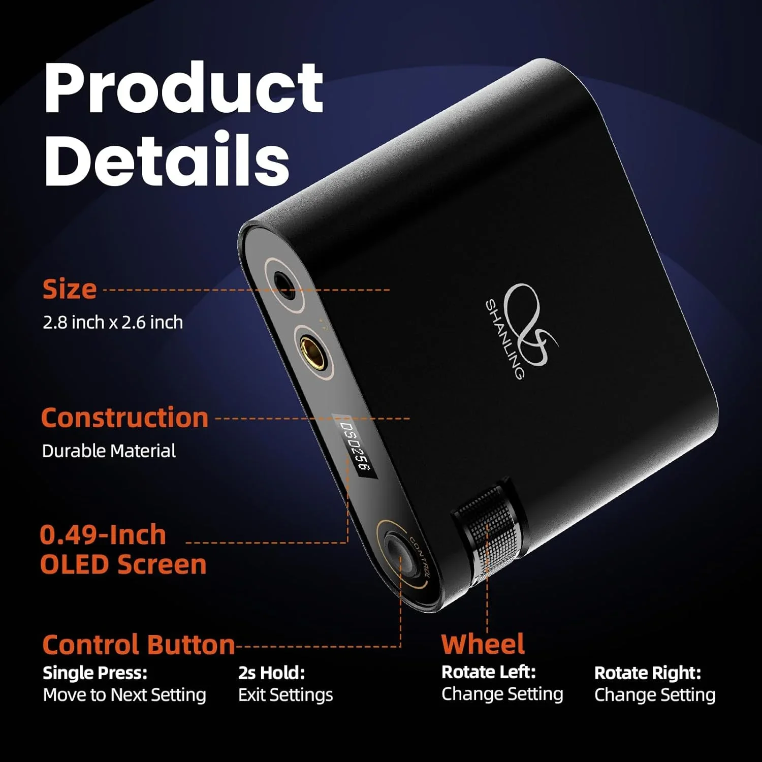 SHANLING H0 Protable Desktop Power Amplifier DAC Headphone Amplifier CS43198 SGM8262 Hi-Res Audio PCM768 DSD256 3.5mm 4.4mm