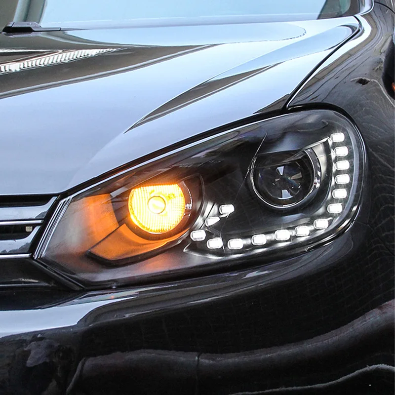 

2 шт. автомобильный Стайлинг для VW Golf 6 светодиодные фары 2009-2012 R20 Design Golf светодиодные DRL спрятанные фары Angel Eye биксеноновые аксессуары