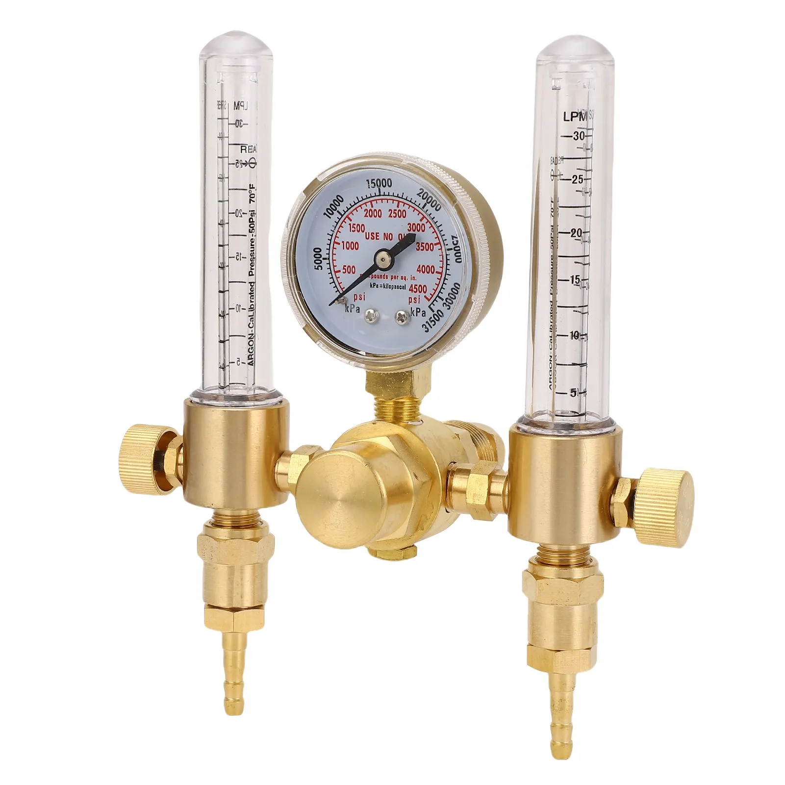 Argon Regulator Flowmeter Double Output 0-60CFH 0-4500PSI CGA580 Inlet Argon Flowmeter Gas Regulator for TIG MIG Welding