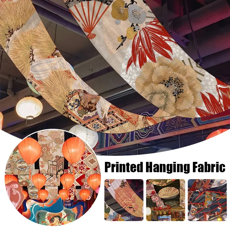 Japanese Pattern Ceiling Drapes Hanging Cloth Ceiling Valance Resturant Izakaya Cuisine Sky Canopy Taverns BBQ Izakayas Decor