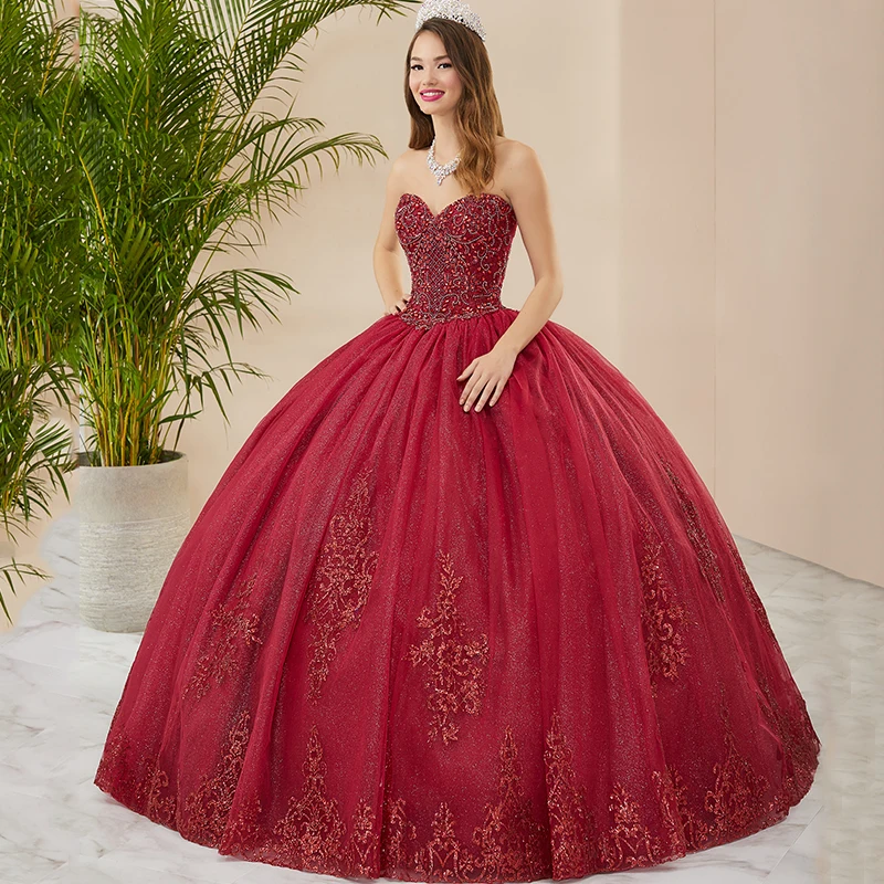 Strapless Sweet 16 Beaded Quinceañeras Dresses Vestidos De 15 Años Quinceanera Birthday Crystal Ball Gown Evening 2023 فساتين