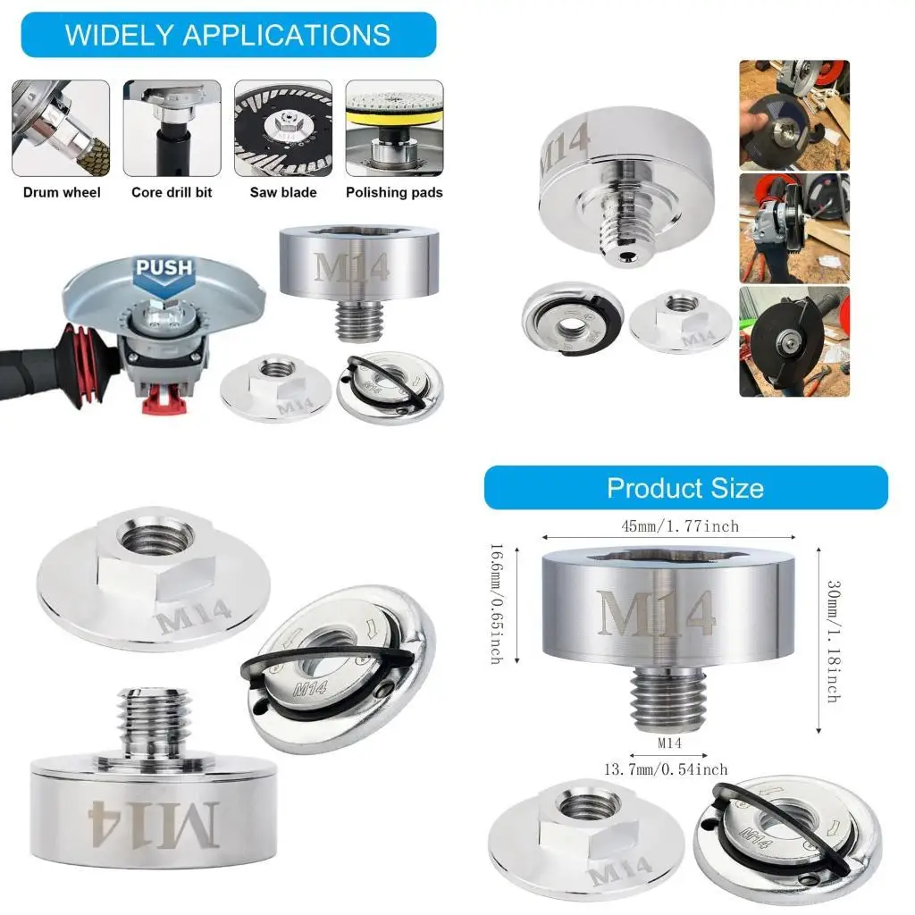 

652f Углы Адаптер Гиндера с фланцевой гайкой для блокировки x M14 и 5/8 -дюймовый адаптер резьбы