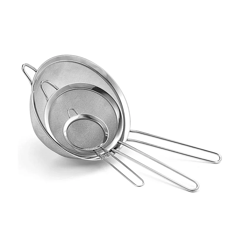 Stainless Steel Fine Mesh Strainer Flour Sifter For Baking With Handle Flour Sieve Sifter Baking Accessories 0859