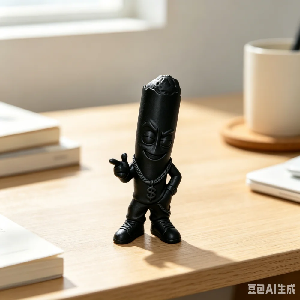 Trendy Hip Hop Cigar Figurine Black 3D Printed Sculpture Desktop Decor Creative Unique Tabletop Ornament Home  Decor