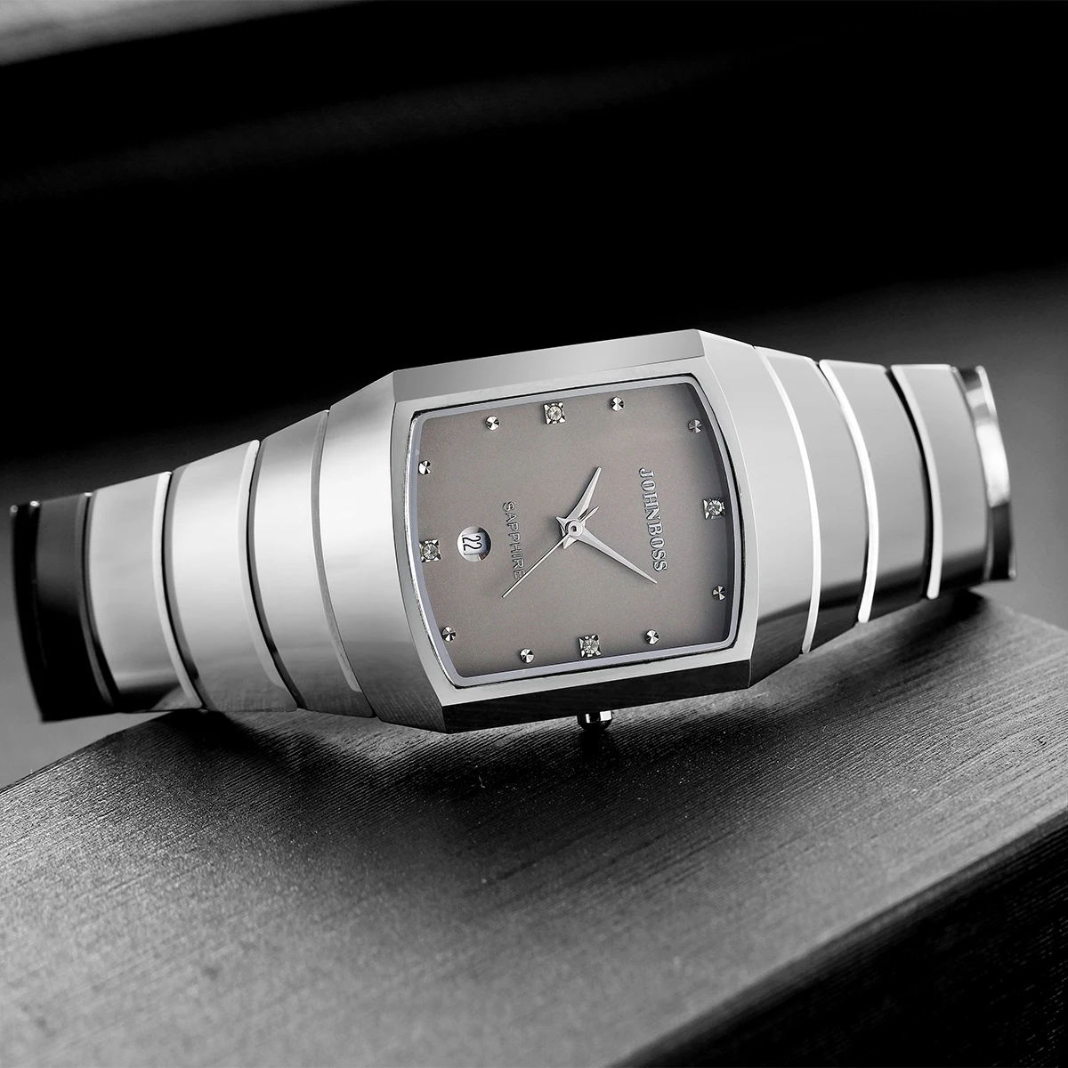 Мужские часы, вольфрамовые часы, квадратные циферблаты, вольфрамовая сталь в форме тонно, кварцевый механизм, швейцарский механизм Ronda, сапх.